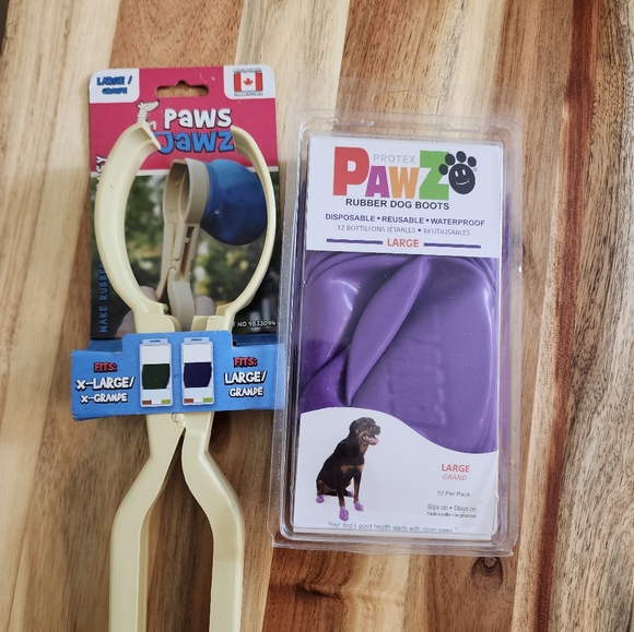 NWT PAWZ Rubber Dog Boots Disposable Reusable Waterproof Dog Boots Purple Large - Picture 2 of 7